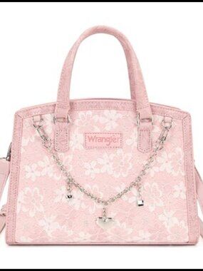 Lace Floral Satchel Tote Bag PU Leather Top Handle Crossbody Women